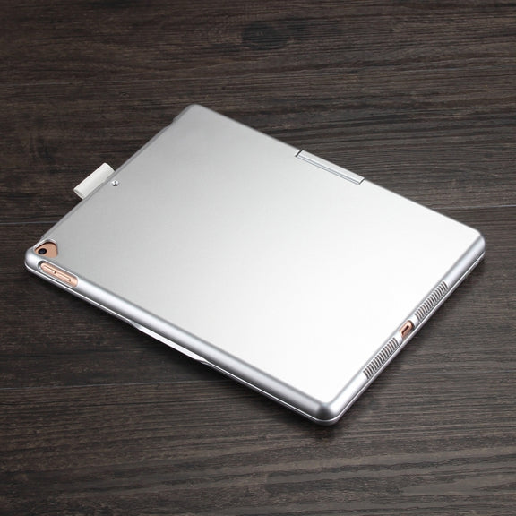 F102AS For iPad 10.2 inch Colorful Backlit Rotatable Bluetooth Keyboard Leather Tablet Case with Pen Slot Function (Silver)
