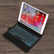 F102AS For iPad 10.2 inch Colorful Backlit Rotatable Bluetooth Keyboard Leather Tablet Case with Pen Slot Function (Silver)
