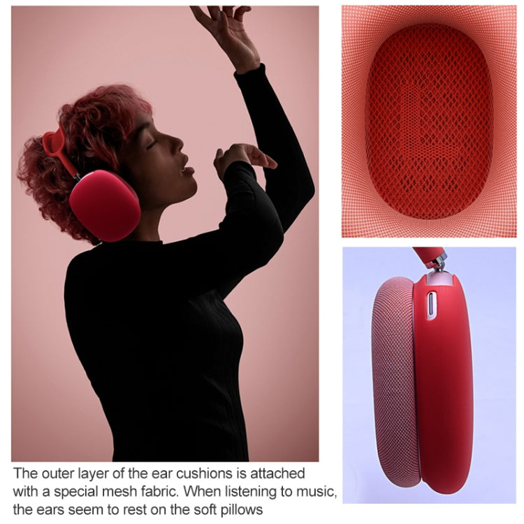 A Pair Full Coverage Anti-scratch Silicone Headphone Protective Case for AirPods Max(Red)