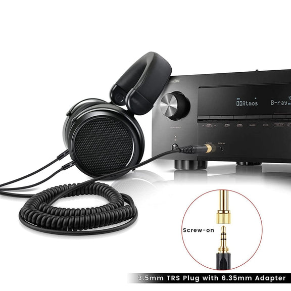 ZS0227 Headphone Dual 3.5mm Spring Audio Cable for Denon AH-D7100 7200 D600 D9200 5200 (Black)
