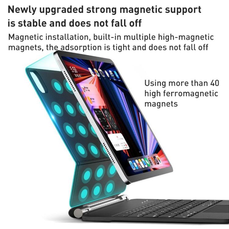 For iPad 10th Gen 10.9 2022 T89 Magic Suspended Bluetooth Keyboard Leather Case(Black)