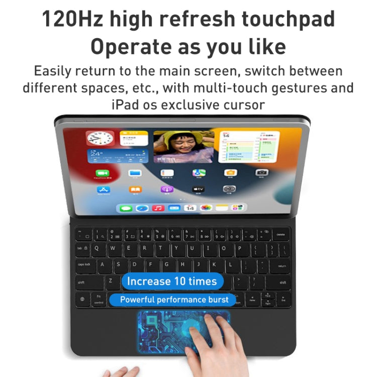 For iPad 10th Gen 10.9 2022 T89 Magic Suspended Bluetooth Keyboard Leather Case(Black)