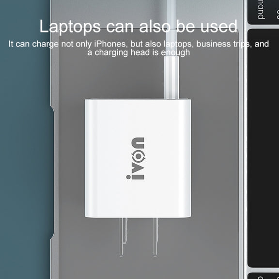 IVON AD48 18W PD Fast Charger + USB-C / Type-C to 8 Pin Data Cable Set, US Plug