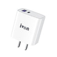 IVON AD52 18W USB-C / Type-C + USB Dual Port PD Fast Charge(US Plug) - USB Charger by IVON | Online Shopping South Africa | PMC TechLife | Buy Now Pay Later Mobicred