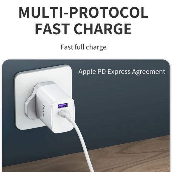 IVON AD52 18W USB-C / Type-C + USB Dual Port PD Fast Charge(US Plug)