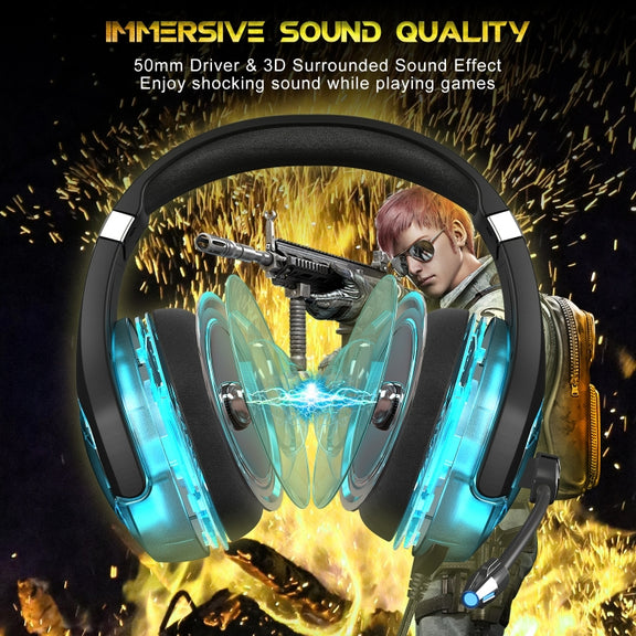ONIKUMA K1 PRO Stereo Surround Gaming Headphone with Microphone & LED Lights(Black Red)
