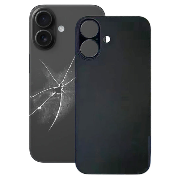 For iPhone 16 Plus Easy Replacement Big Camera Hole Glass Back Battery Cover(Black)