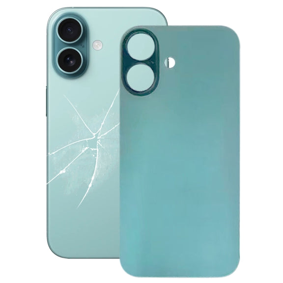 For iPhone 16 Plus Easy Replacement Big Camera Hole Glass Back Battery Cover(Green)