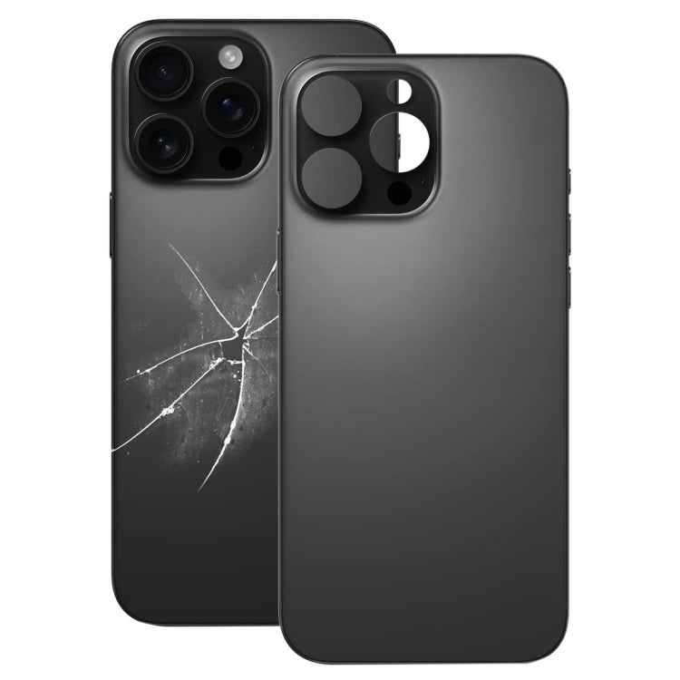 For iPhone 16 Pro Max Easy Replacement Big Camera Hole Glass Back Battery Cover(Black)
