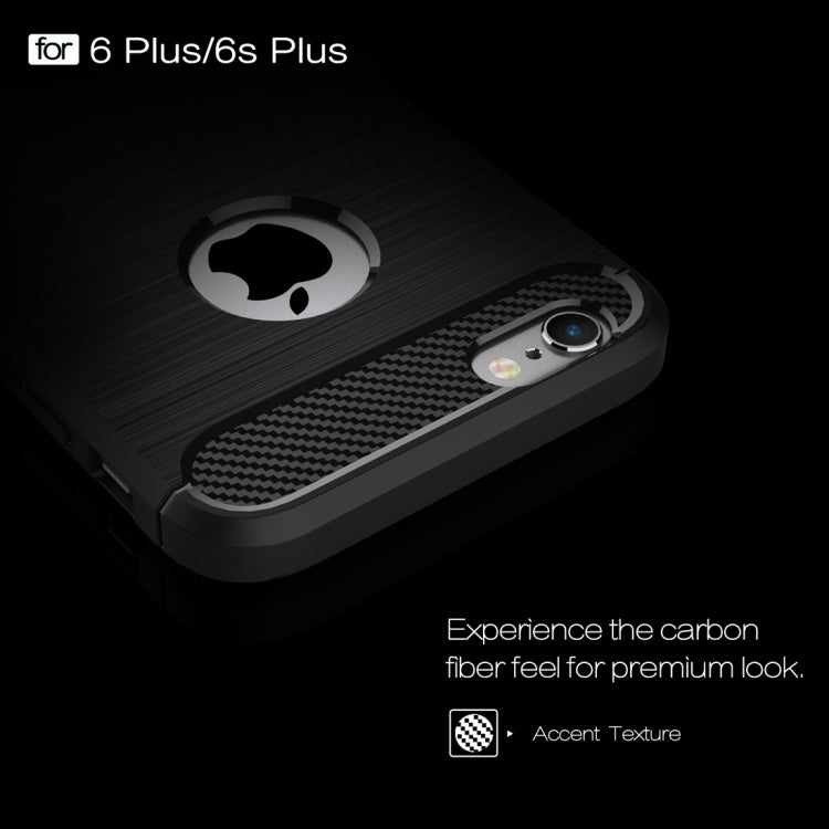For iPhone 6 Plus & 6s Plus Brushed Texture Fiber TPU Rugged Armor Protective Case(Black)