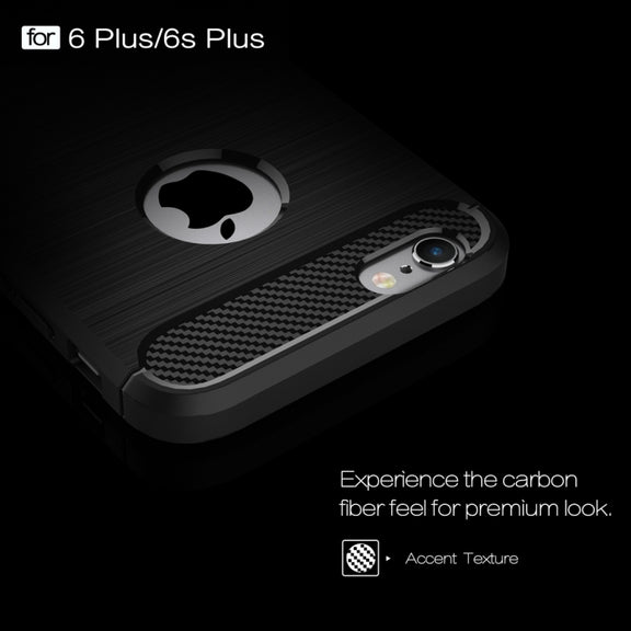 For iPhone 6 Plus & 6s Plus Brushed Texture Fiber TPU Rugged Armor Protective Case(Black)