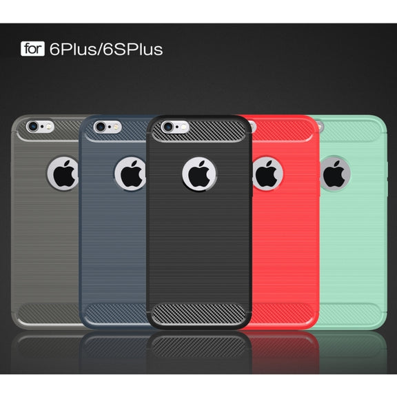 For iPhone 6 Plus & 6s Plus Brushed Texture Fiber TPU Rugged Armor Protective Case(Black)
