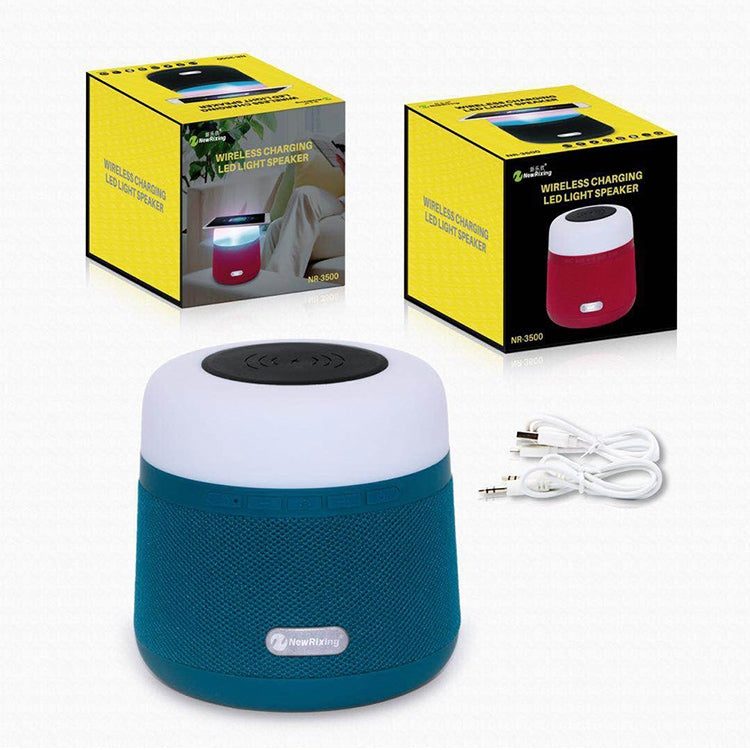 NewRixing NR-3500 Multi-function Atmosphere Light Wireless Charging Bluetooth Speaker with Hands-free Call Function, Support TF Card & USB & FM & AUX(Black)