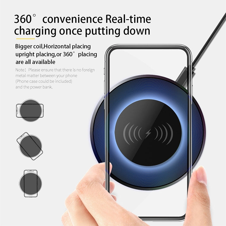 NewRixing NR-3500 Multi-function Atmosphere Light Wireless Charging Bluetooth Speaker with Hands-free Call Function, Support TF Card & USB & FM & AUX (Grey)