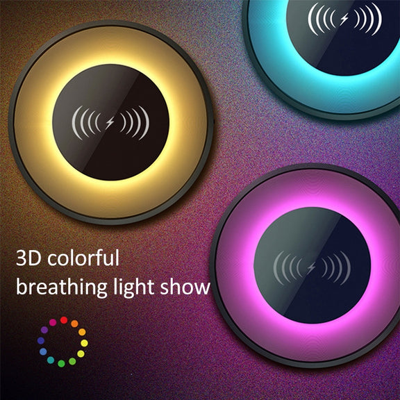 NewRixing NR-3500 Multi-function Atmosphere Light Wireless Charging Bluetooth Speaker with Hands-free Call Function, Support TF Card & USB & FM & AUX (Blue)