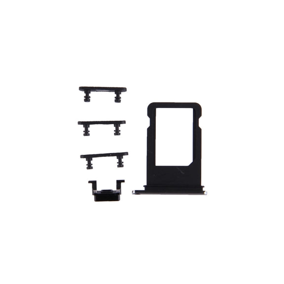 Card Tray + Volume Control Key + Power Button + Mute Switch Vibrator Key for iPhone 7(Black)