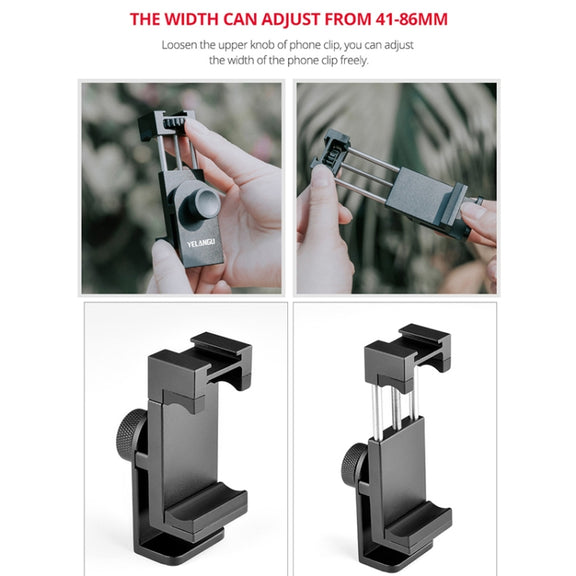 YELANGU PC03 Folding Phone Holder Horizontal Vertical Shooting Phone Clamp Holder Bracket(Black)