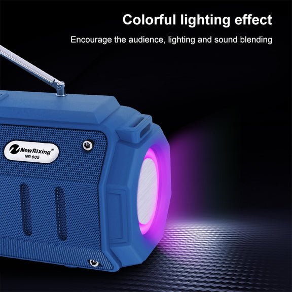 New Rixing NR-905FM TWS Bluetooth Speaker Support Hands-free Call / FM with Shoulder Strap & Antenna (Red)