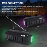 New Rixing NR-905FM TWS Bluetooth Speaker Support Hands-free Call / FM with Shoulder Strap & Antenna (Black)