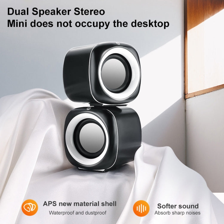 A1 Upgraded Version USB Wire-controlled 4D Stereo Sound Mini Wired Speaker, Cable Length: 1.3m(White)