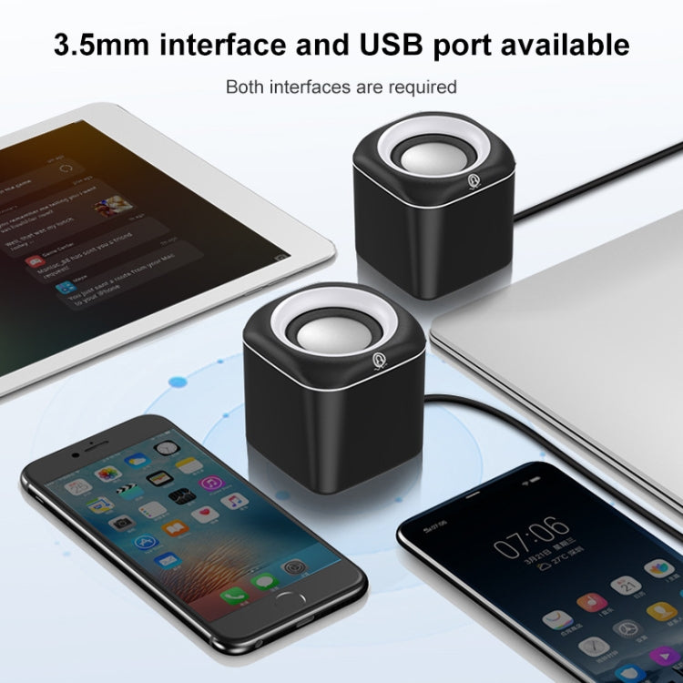 A1 Upgraded Version USB Wire-controlled 4D Stereo Sound Mini Wired Speaker, Cable Length: 1.3m(Black)