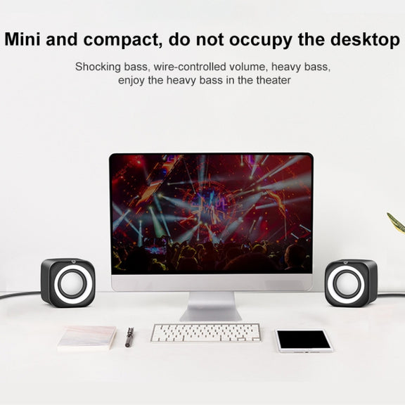 A1 Upgraded Version USB Wire-controlled 4D Stereo Sound Mini Wired Speaker, Cable Length: 1.3m(Black)