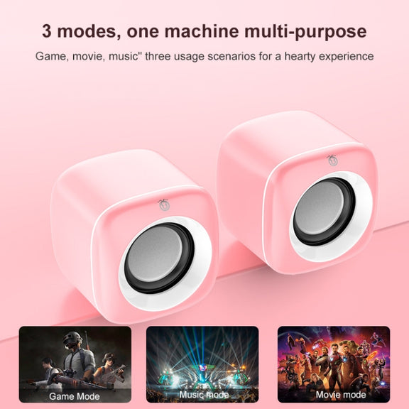A1 USB Wire-controlled 9D Subwoofer Sound Mini Wired Speaker, Premium Version(Pink)