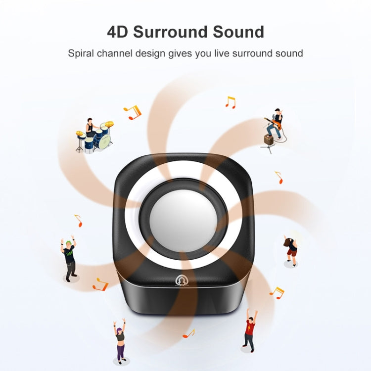 A1 USB Wire-controlled 9D Subwoofer Sound Mini Wired Speaker, Premium Version(White)