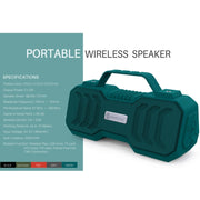 NewRixing NR-4500 Portable Wireless Bluetooth Stereo Speaker Support TWS / FM Function Speaker(Army Green)