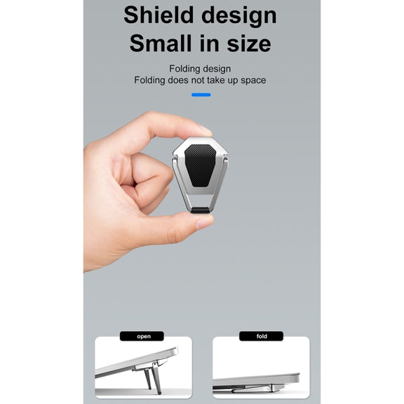 2 PCS R-JUST BJ01 Universal Stickable Shield Shape Laptop Foldable Stand(Silver)
