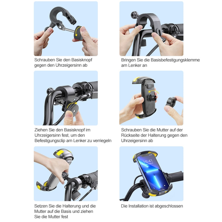 Motorcycle Bicycle Phone Riding Holder Bracket (Yellow)