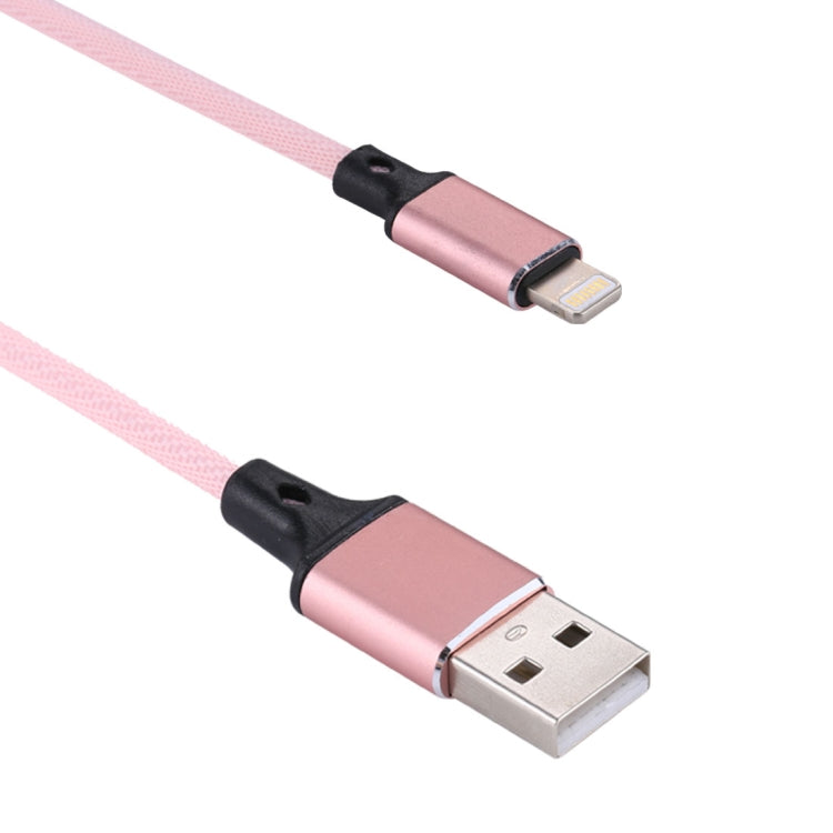 1m 2A USB to 8 Pin Nylon Weave Style Data Sync Charging Cable(Pink)