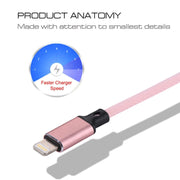 1m 2A USB to 8 Pin Nylon Weave Style Data Sync Charging Cable(Pink)