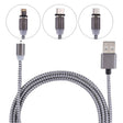 1.05m 8 Pin + Micro USB + USB-C / Type-C to USB Weave Data Sync Charging Cable with LED Indicator - free shipping - PMC TechLife - Order now!