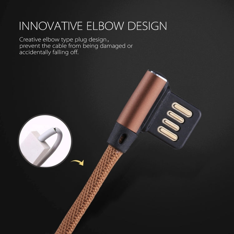 1m 2.4A Output USB to 8 Pin Double Elbow Design Nylon Weave Style Data Sync Charging Cable(Coffee)