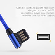 1m 2.4A Output USB to 8 Pin Double Elbow Design Nylon Weave Style Data Sync Charging Cable(Dark Blue)