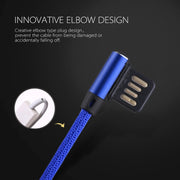 1m 2.4A Output USB to 8 Pin Double Elbow Design Nylon Weave Style Data Sync Charging Cable(Dark Blue)
