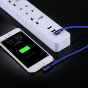 1m 2.4A Output USB to 8 Pin Double Elbow Design Nylon Weave Style Data Sync Charging Cable(Dark Blue)