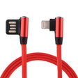1m 2.4A Output USB to 8 Pin Double Elbow Design Nylon Weave Style Data Sync Charging Cable(Red) - Normal Style Cable by PMC TechLife | Online Shopping South Africa | PMC TechLife | Buy Now Pay Later Mobicred