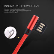 1m 2.4A Output USB to 8 Pin Double Elbow Design Nylon Weave Style Data Sync Charging Cable(Red)