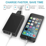 XBX09 40W 5V 8A 5 USB Ports Quick Charger Travel Charger, US Plug(White)