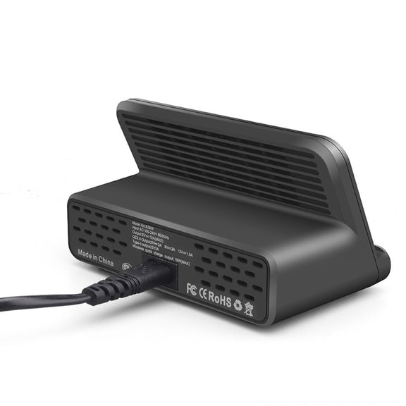 828W 7 in 1 60W QC 3.0 USB Interface + 4 USB Ports + USB-C / Type-C Interface + Wireless Charging Multi-function Charger with Mobile Phone Holder Function, AU Plug(White)