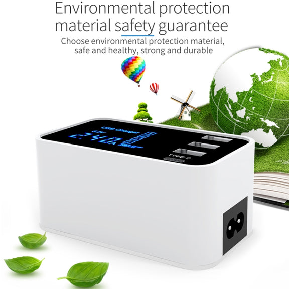 CDA30 20W 3 USB Ports + USB-C / Type-C Ports Multi-function Charger with LED Display, EU Plug