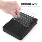 X6 96W 2.4A 8 USB Ports Smart Charger with Detachable Bezel, UK Plug(Black)