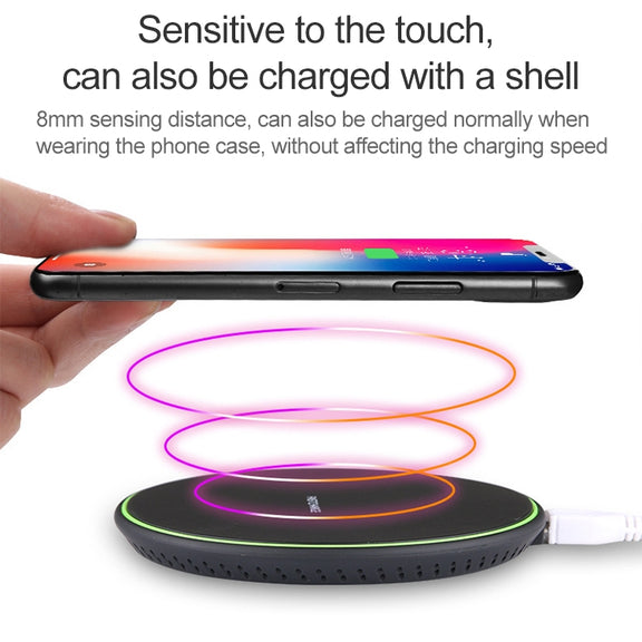 KD-1 Ultra-thin 10W Fast Charging Wireless Charger for Android Phones & iPhone(Black)