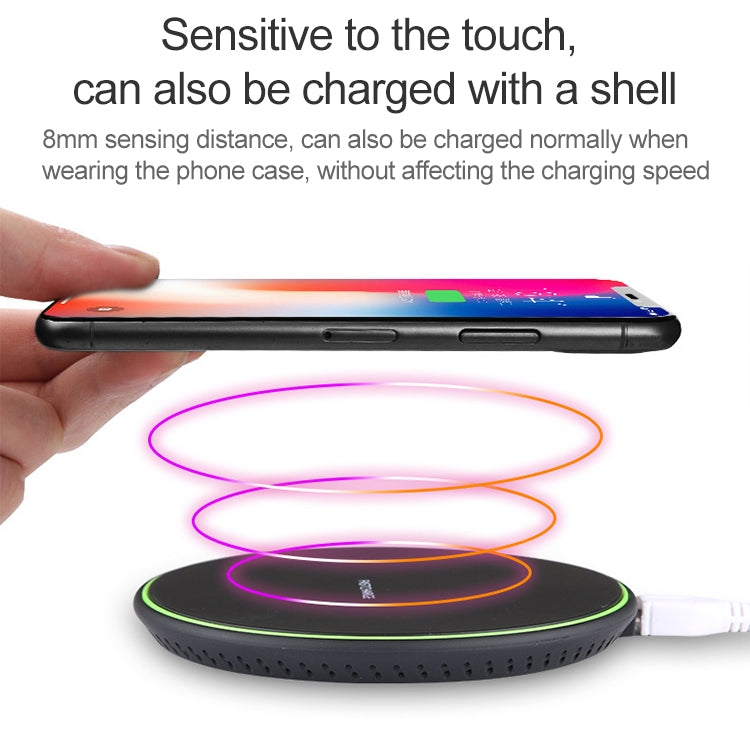 KD-1 Ultra-thin 10W Fast Charging Wireless Charger for Android Phones & iPhone(Black)