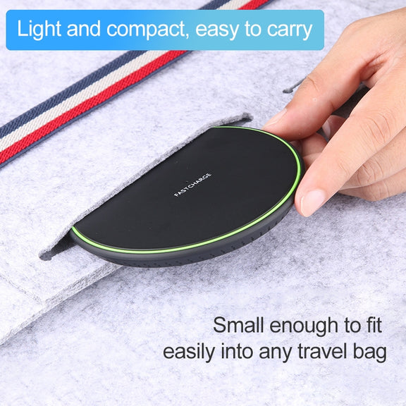 KD-1 Ultra-thin 10W Fast Charging Wireless Charger for Android Phones & iPhone(Black)