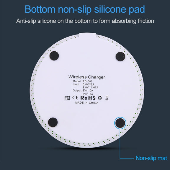 KD-1 Ultra-thin 10W Fast Charging Wireless Charger for Android Phones & iPhone(Black)