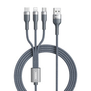 REMAX RC-070TH 1.2m 2A 3 in 1 USB to 8 Pin & USB-C / Type-C & Micro USB Charging Cable(Silver)