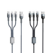 REMAX RC-070TH 1.2m 2A 3 in 1 USB to 8 Pin & USB-C / Type-C & Micro USB Charging Cable(Silver)